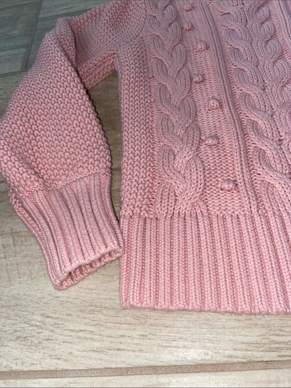 GAP Girls 5T Pink Cable Knit Crewneck Sweater Pom Pom New